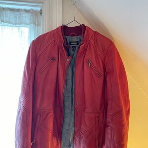Vintage Danier Red Leather Moto Jacket